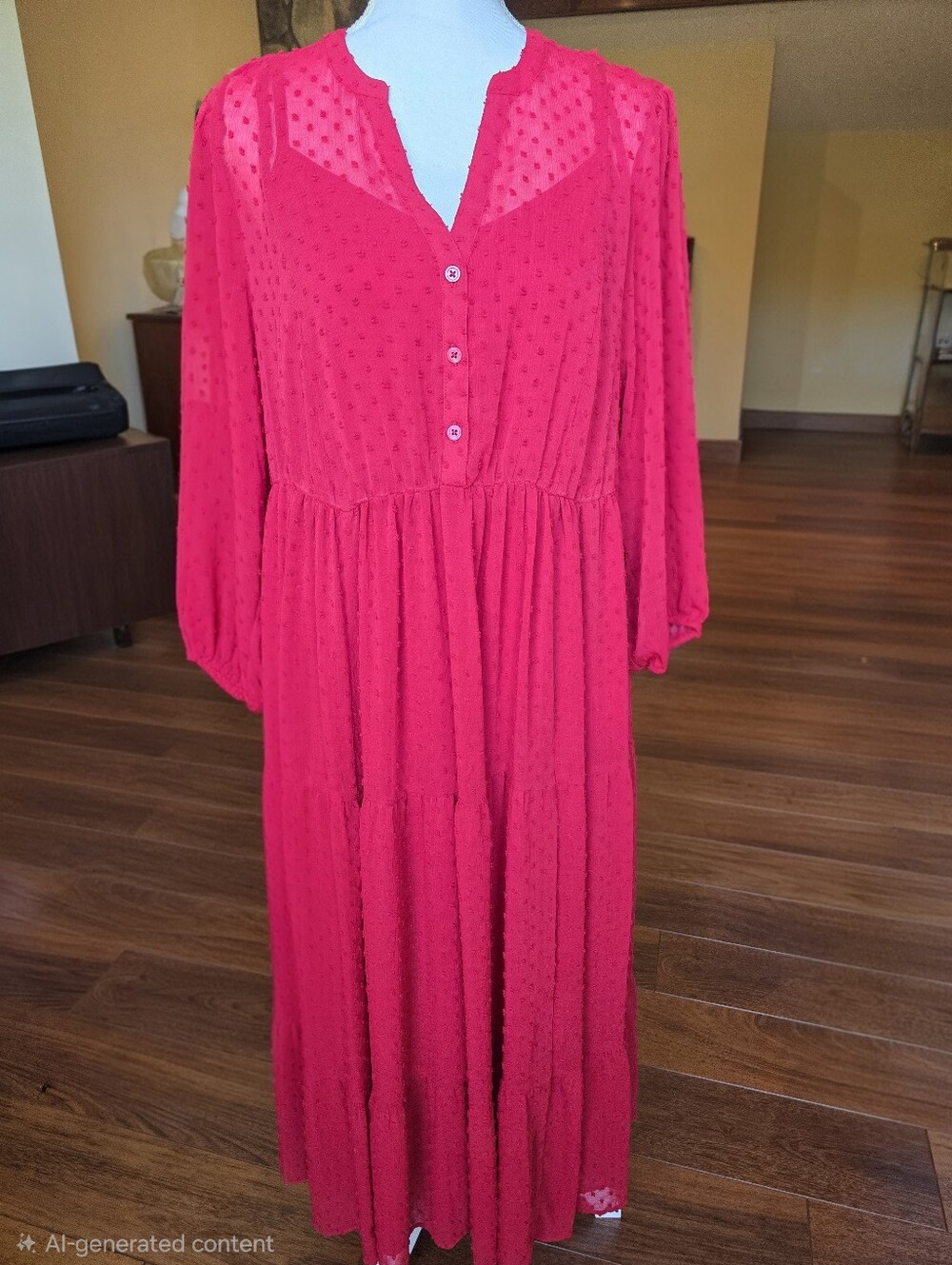 Torrid Women's Red Voile Button-Front Maxi Dress
